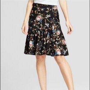 a new day Black Floral Skater Skirt